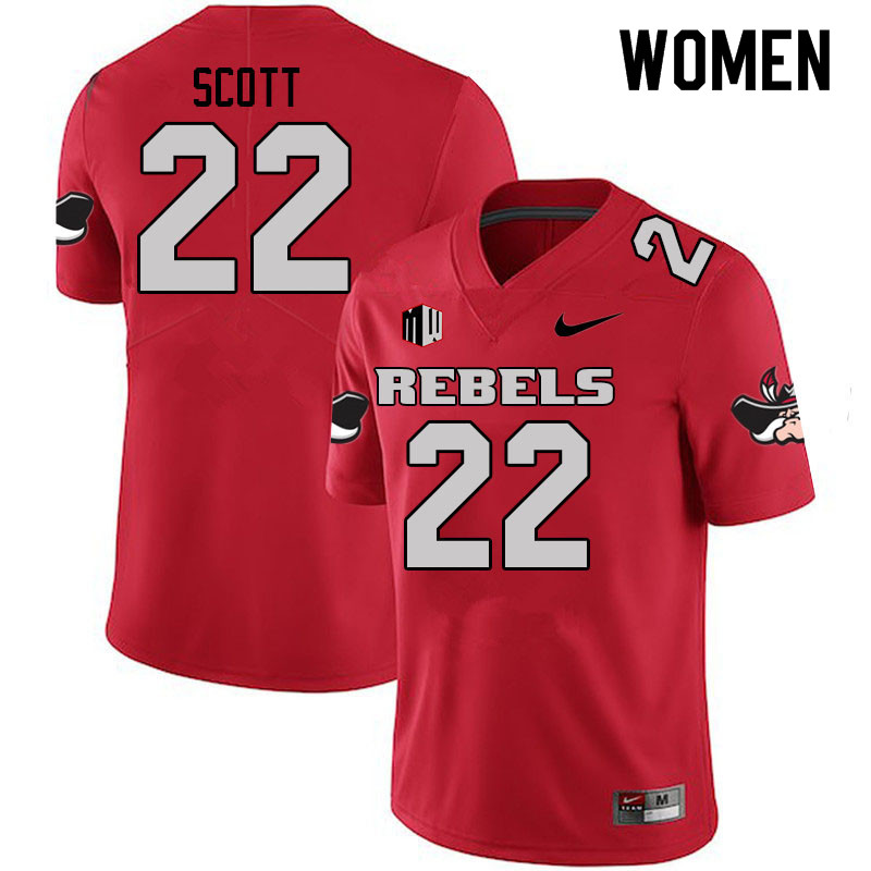 Women #22 Brennon Scott UNLV Rebels College Football Jerseys Sale-Scarlet - Click Image to Close